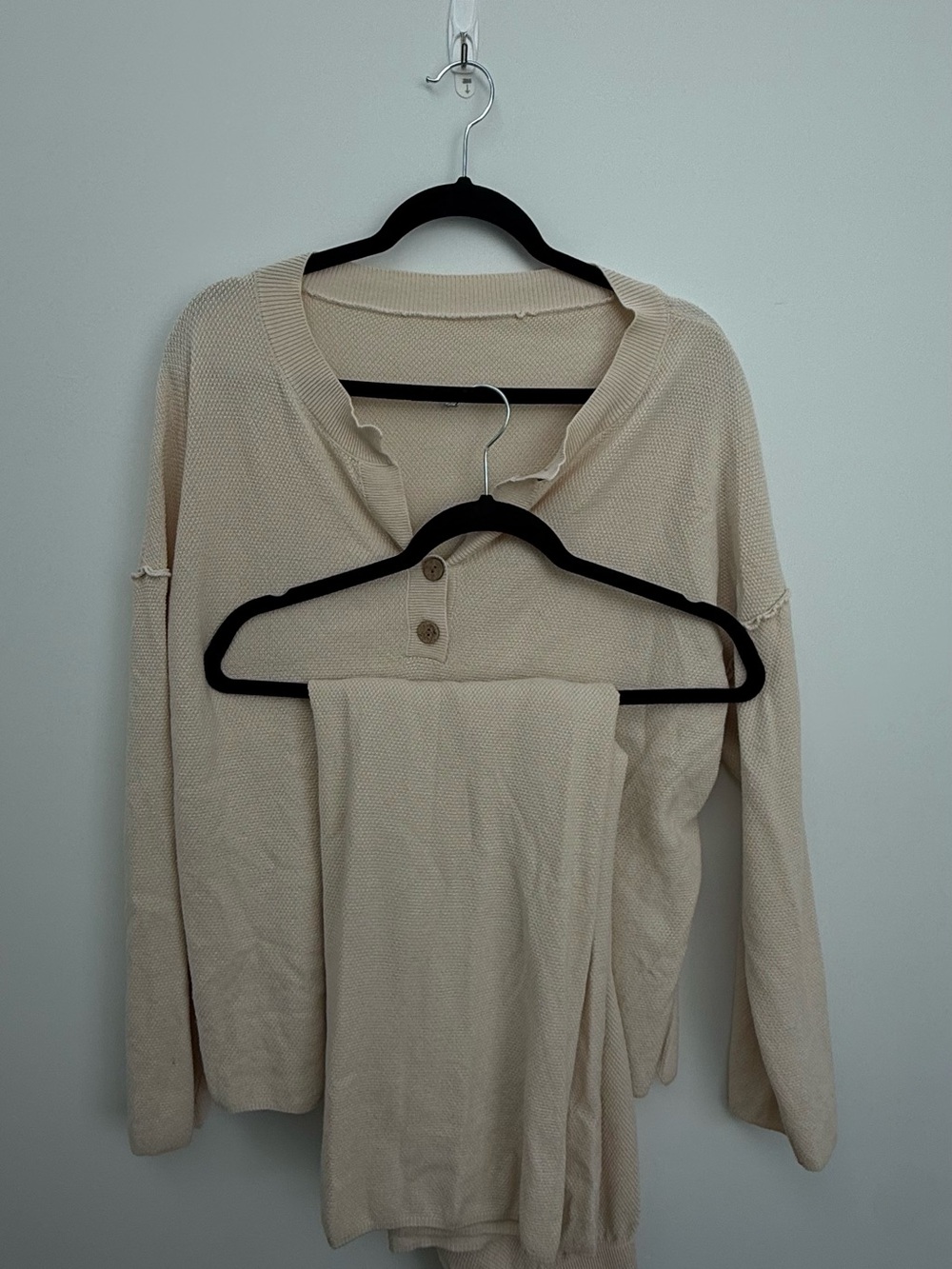 Women's Cream Button-Front Knit set